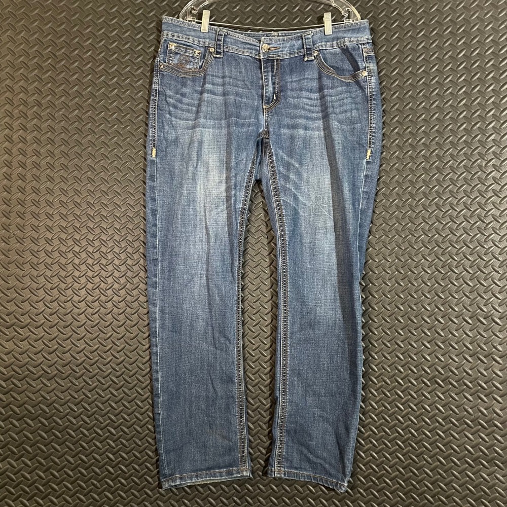 Melissa McCarthy Seven7 Blue Straight‎ Leg Mid Rise Denim Jeans Women's Size 16